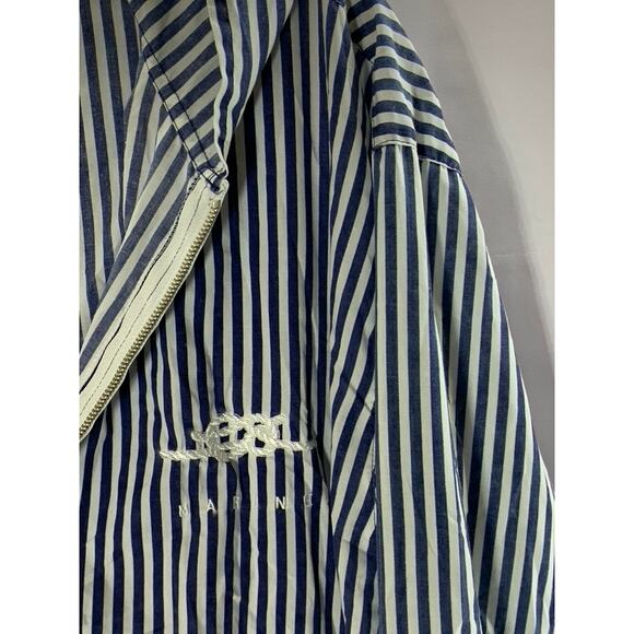 LIMON COMPANY Women's Navy/White Striped Zip-Up Marine Hooded Jacket SZ 2 - Picture 3 of 8